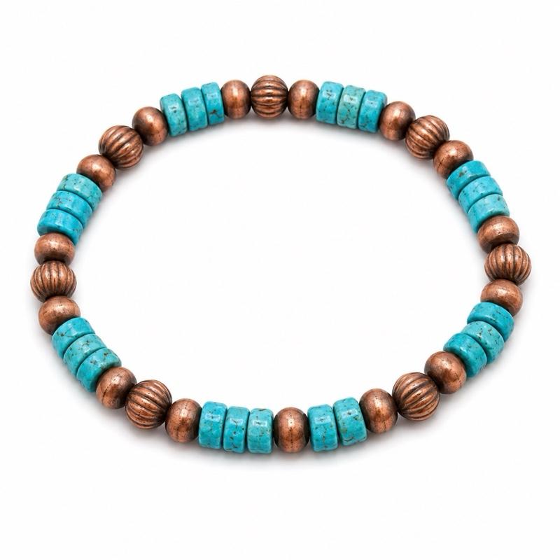 Sonoran Turquoise Copper Beaded Stretch Bracelet