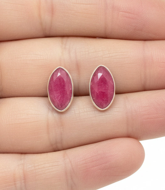 Ruby .925 Solid Sterling Silver Stud Earrings