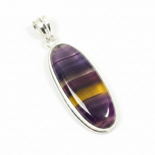 2.2"Fluorite Gemstone Ethnic Handmade Pendant