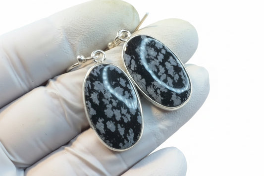 Snowflake Obsidian .925 Solid Sterling Silver Earrings