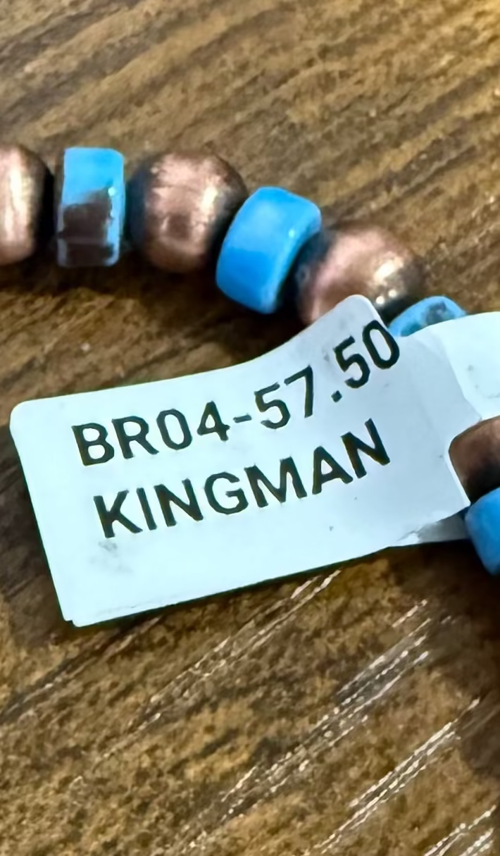 BR-04 Kingman Turquoise Copper Stretchy Bracelet