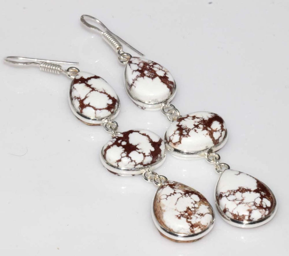 3" Long Wild Horse 925 Silver Overlay Earrings