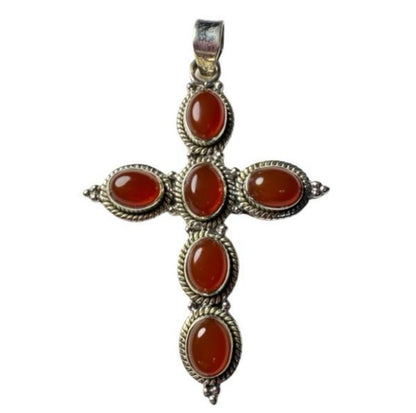 Carnelian Cross .925 Solid Sterling Silver