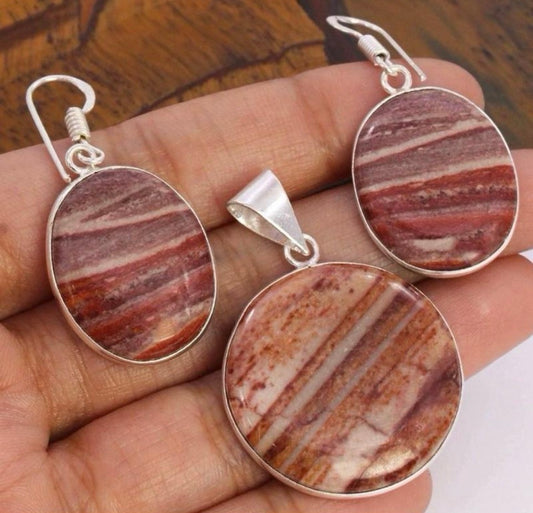 Natural Stone Pendant Earring Sets