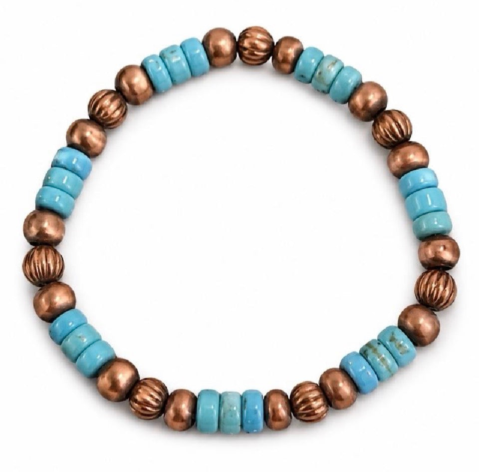 Copper Beaded and Natural Stone Bracelets