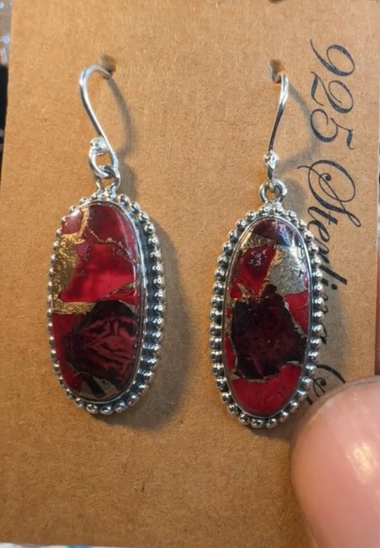 Rose Dahlia .925 Solid Sterling Silver Dangle Earrings