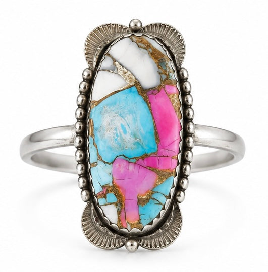 Size 9 Cotton Candy Turquoise .925 Sterling Silver Ring