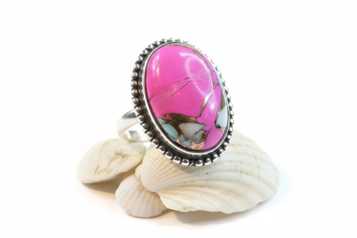 Size 11 Cotton Candy .925 Solid Sterling Silver Ring