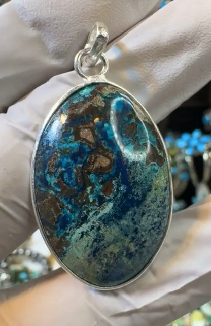 Shattuckite .925 Solid Sterling Silver Pendant