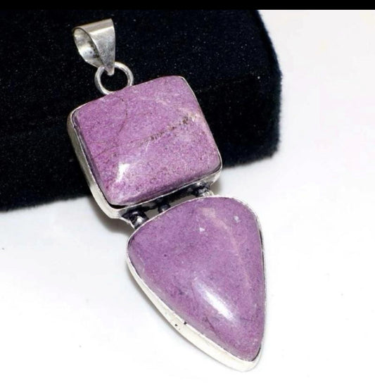 2.4" Purpurite .925 Sterling Silver Overlay Pendant