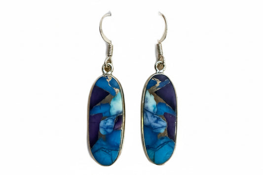 Purple Blue Dahlia .925 Sterling Silver Earrings
