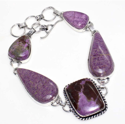 9.5" Purpurite 925 Silver Overlay Bracelet