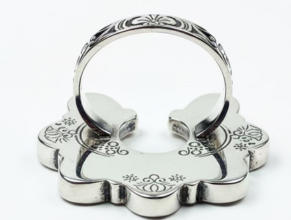 Adjustable Pink Dahlia Naja .925 Solid Sterling Silver Ring