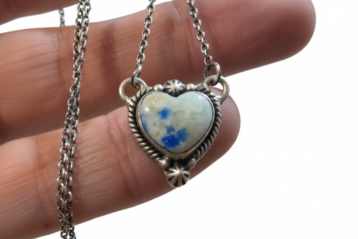 Sodalite .925 Sterling Silver Heart Necklace