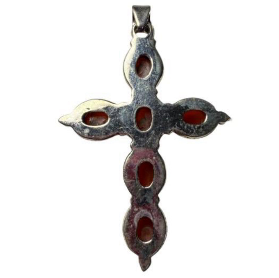 Carnelian Cross .925 Solid Sterling Silver