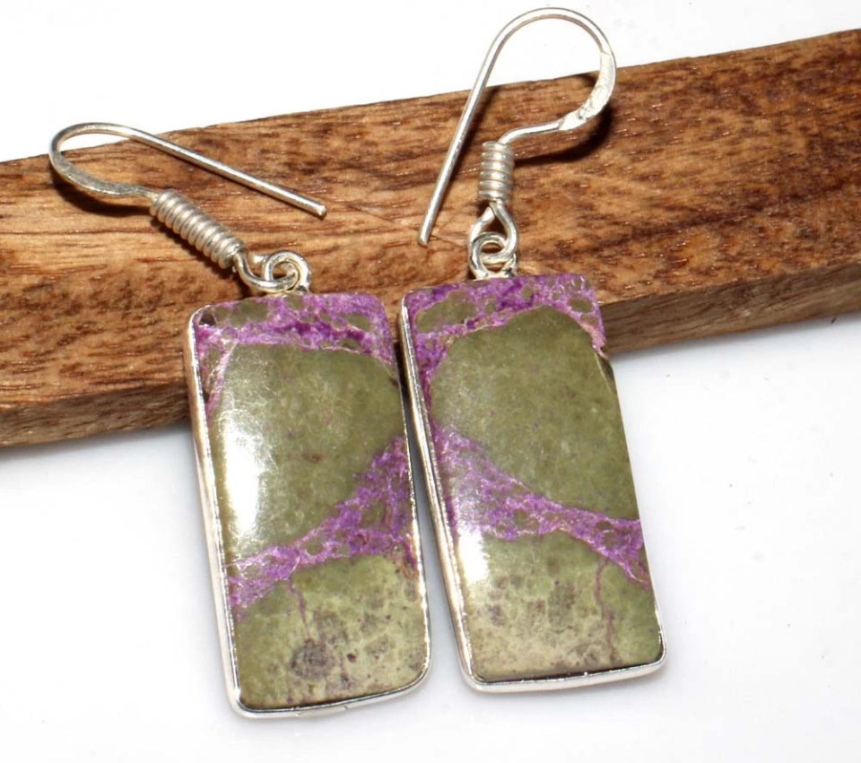 1.7" Purpurite .925 Sterling Silver Overlay Earrings