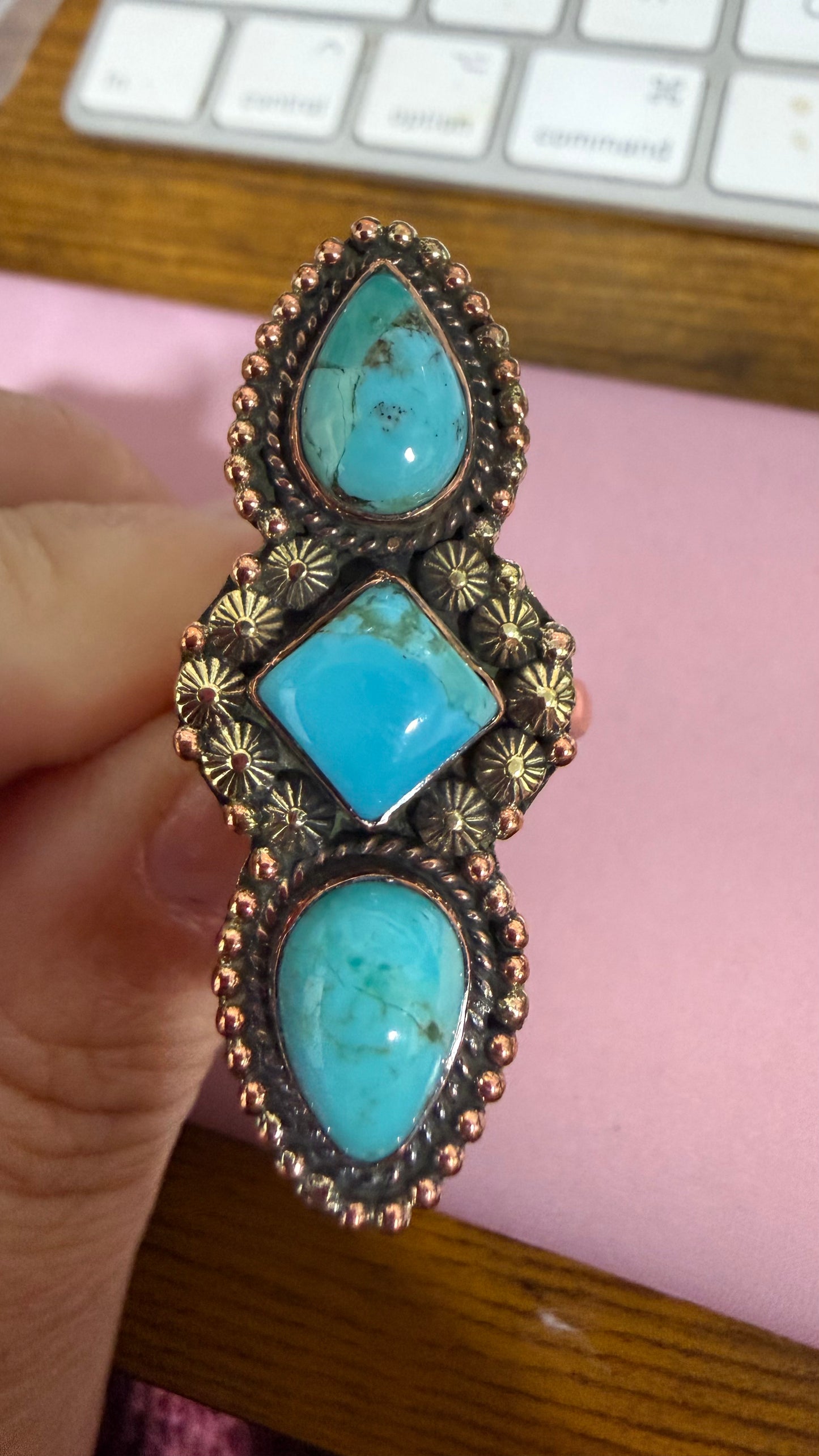 Pure Copper Natural Stone Rings