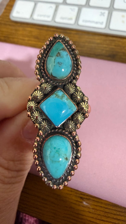 Pure Copper Natural Stone Rings