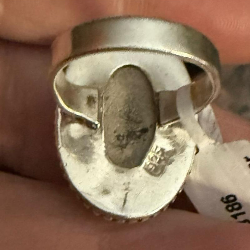 Size 6 Magnatese Dendrite .925 Solid Sterling Silver Ring