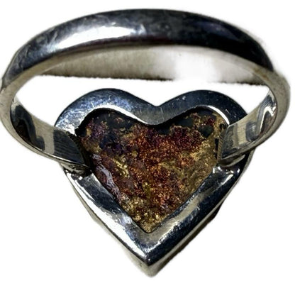 Size 9 Purple Dahlia Turquoise Heart .925 Solid Sterling Silver Ring