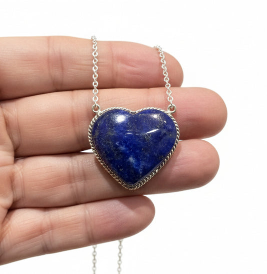 Lapis Lazuli .925 Sterling Silver Heart Necklace