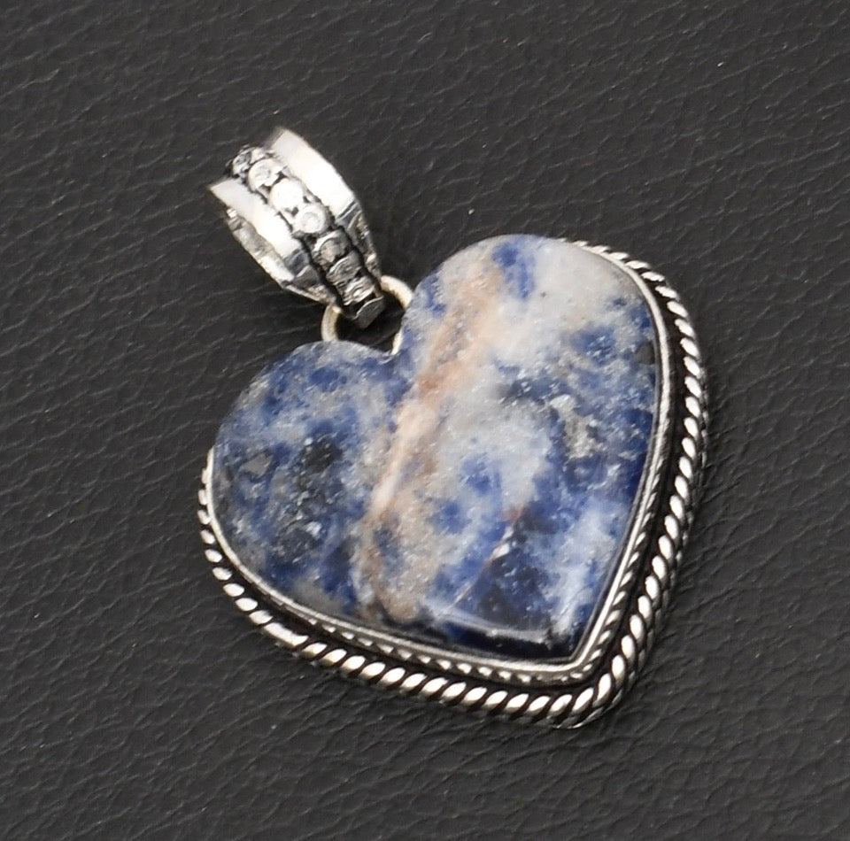 1.6" Sodalite Gemstone Ethnic Handmade Heart Pendant
