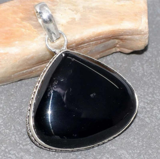 Black Onyx .925 Sterling Silver Overlay Pendants