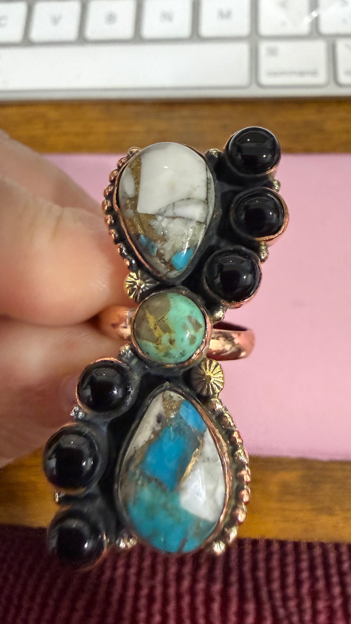 Pure Copper Natural Stone Rings
