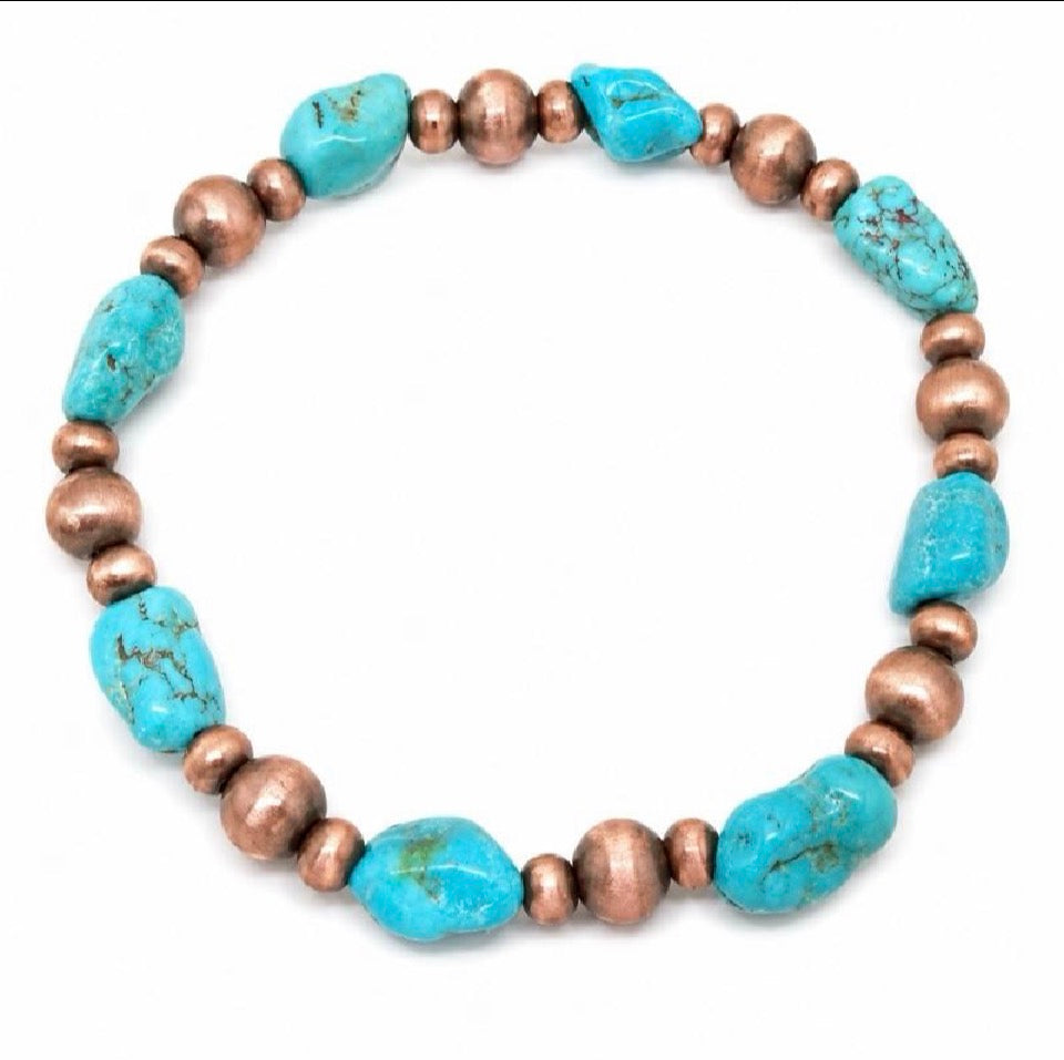 Copper Beaded and Natural Stone Bracelets