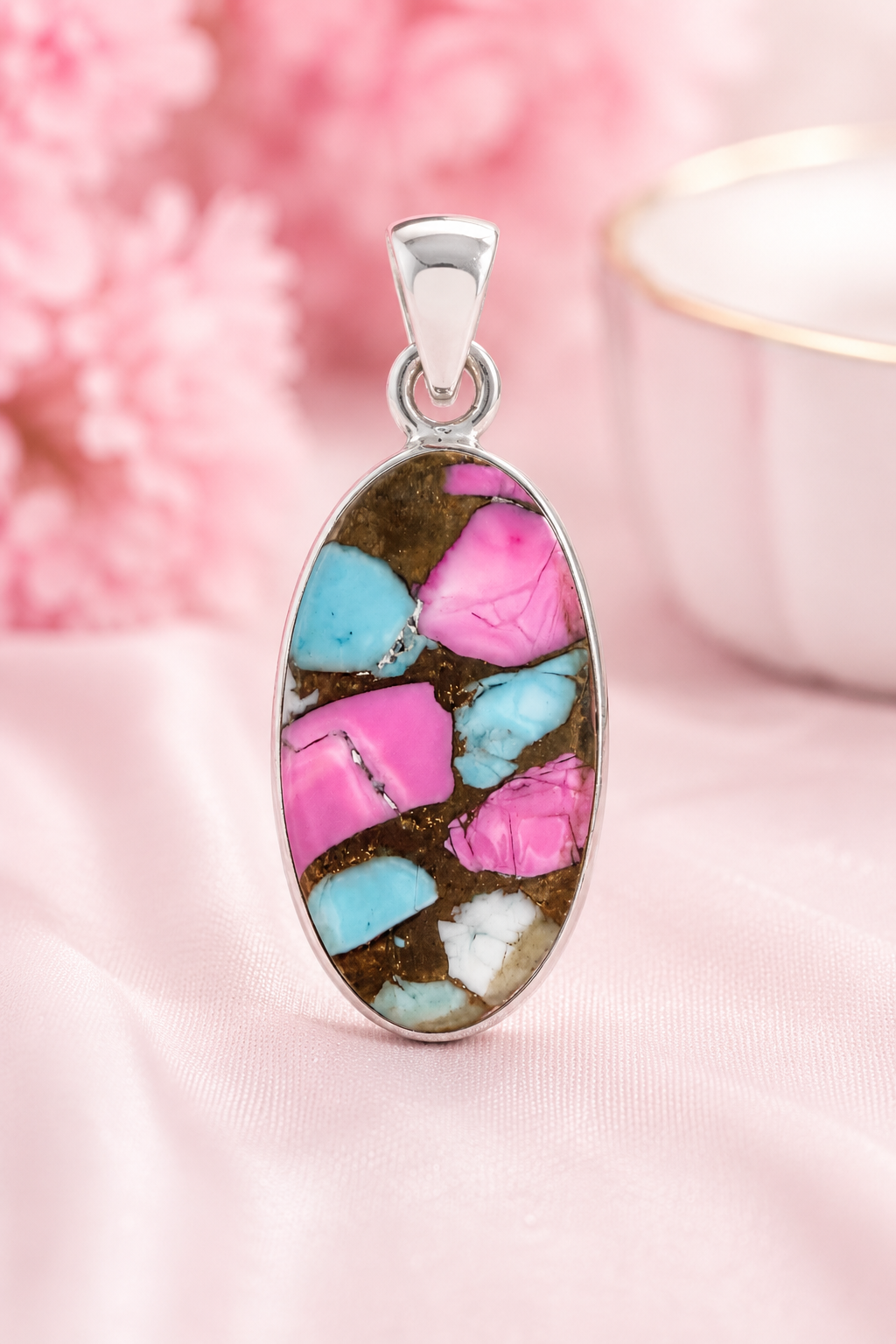 .925 Sterling Silver Cottton Candy Pendant