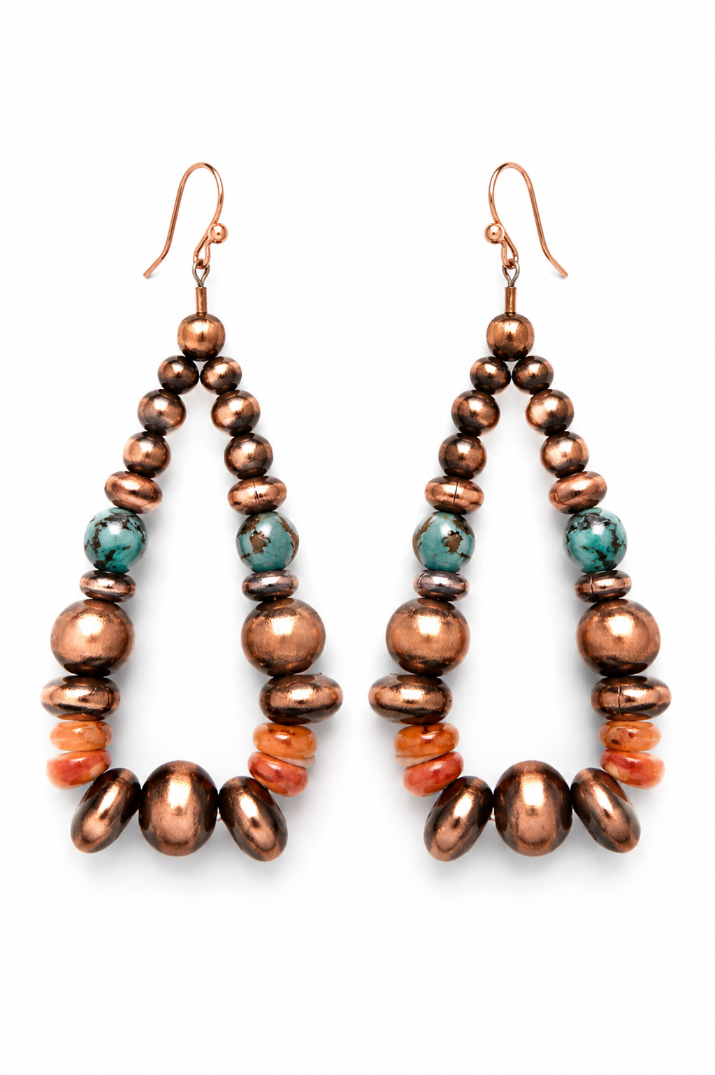 Spiny Oyster & Turquoise Copper Dangle Earrings