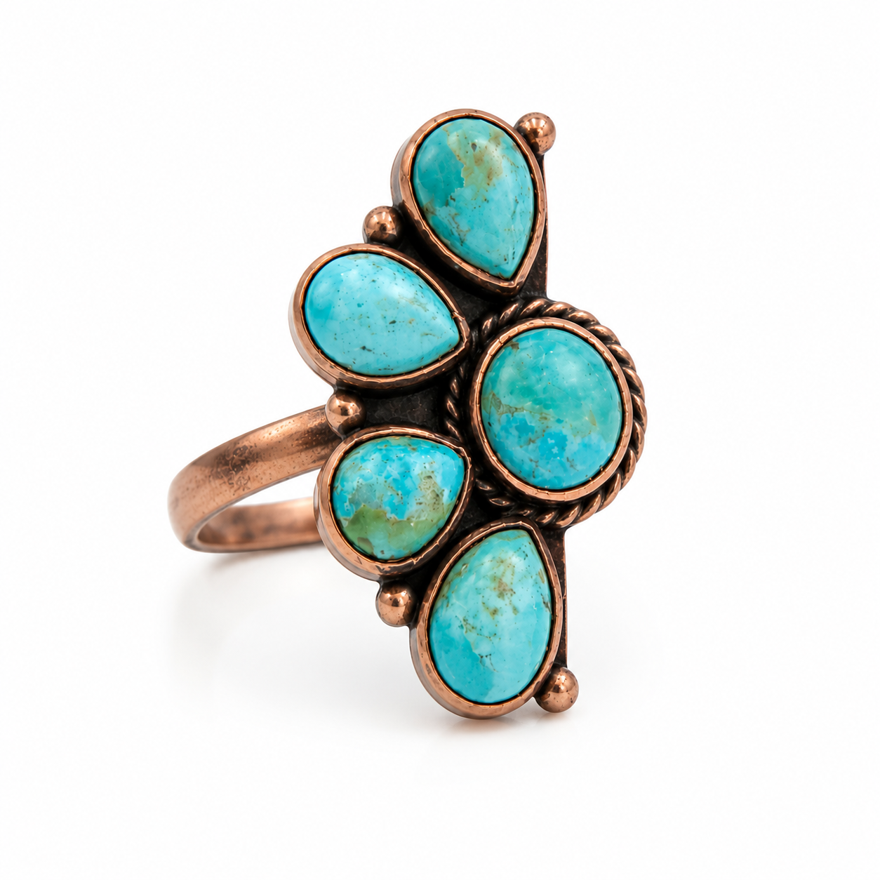 Pure Copper Natural Stone Rings
