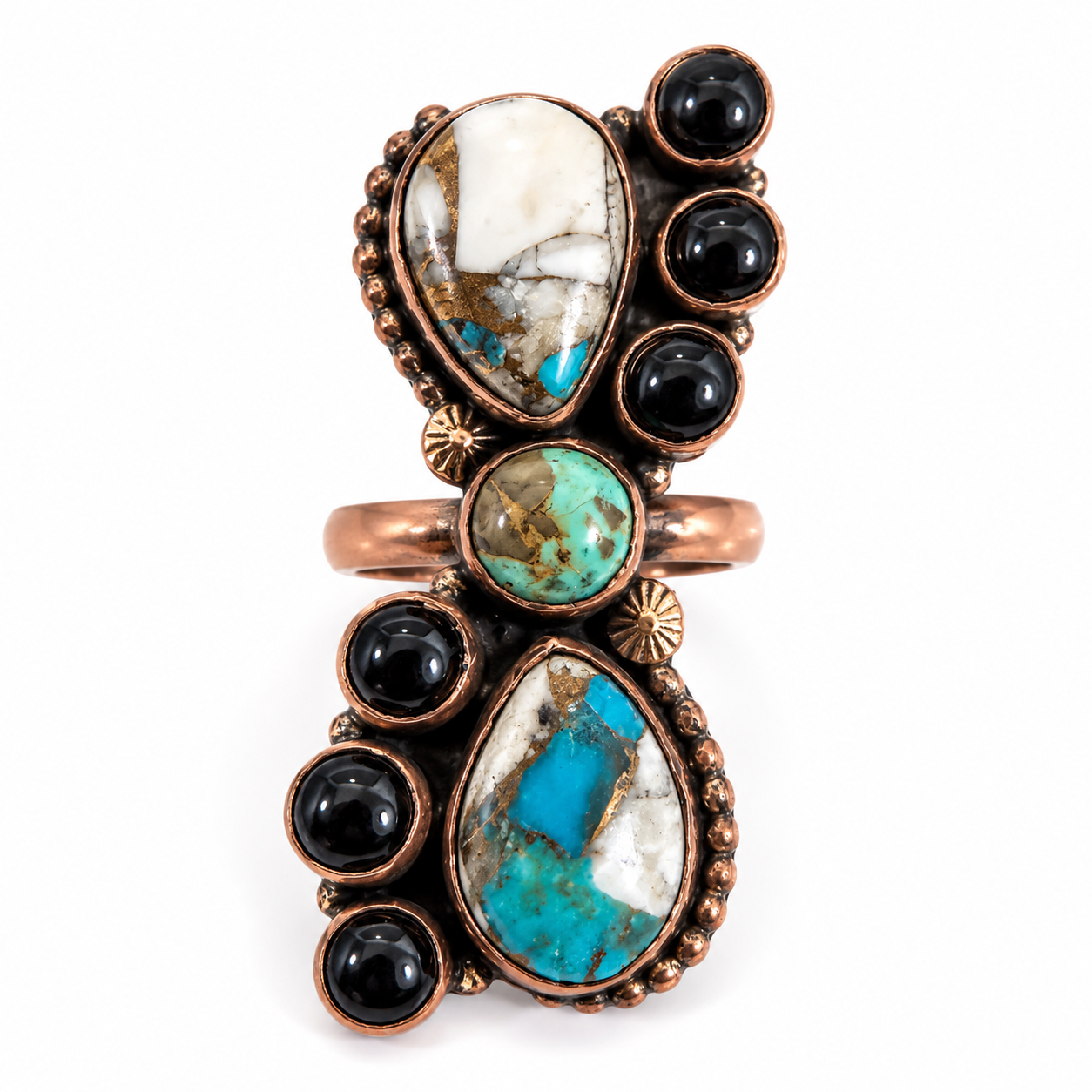 Pure Copper Natural Stone Rings