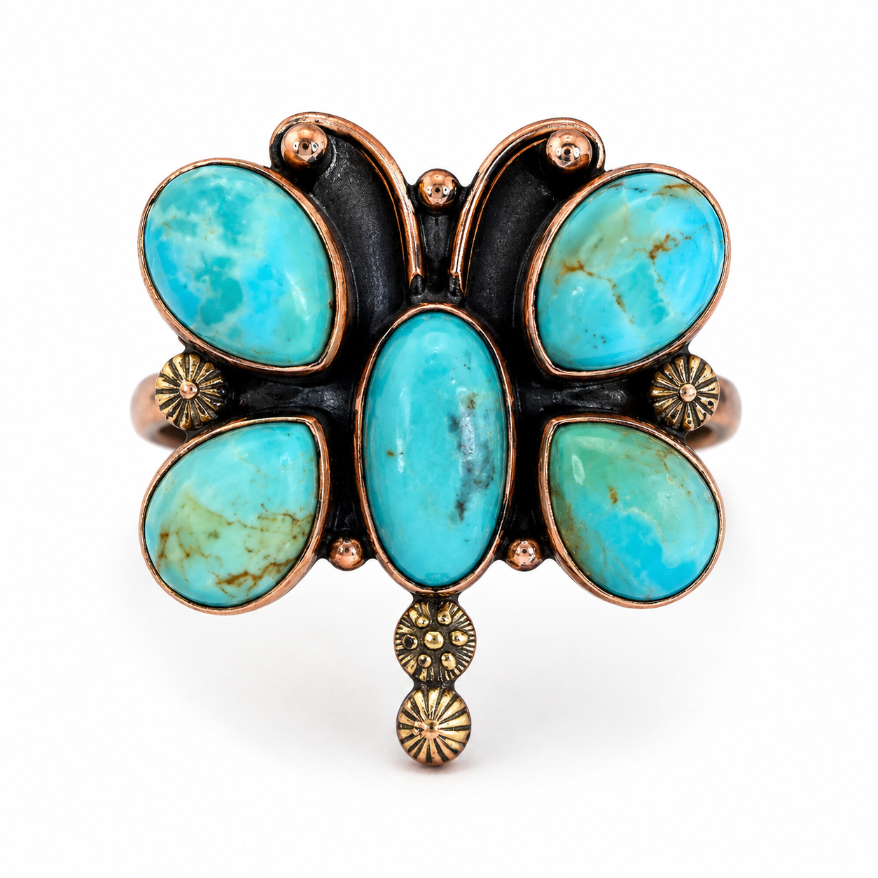 Pure Copper Natural Stone Rings