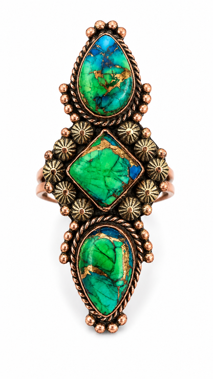 Pure Copper Natural Stone Rings