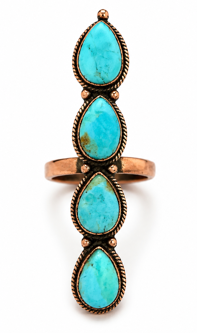 Size 7.25 Mojave Turquoise Pure Copper Crawler Ring l