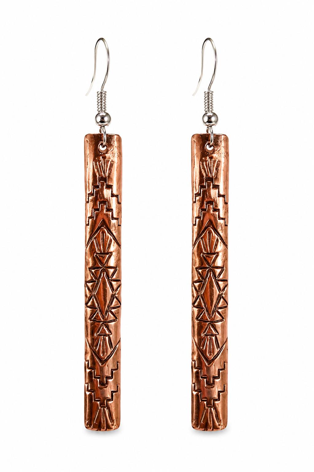Stamped Pure Copper Dangle Earrings