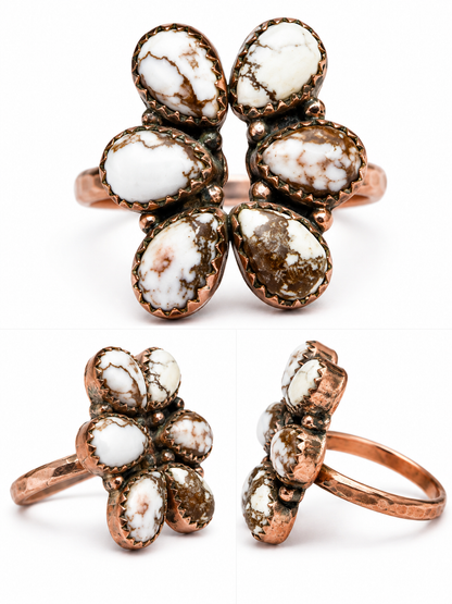 Wild Horse Jasper Adjustable Copper Ring