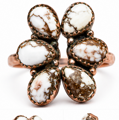 Wild Horse Jasper Adjustable Copper Ring