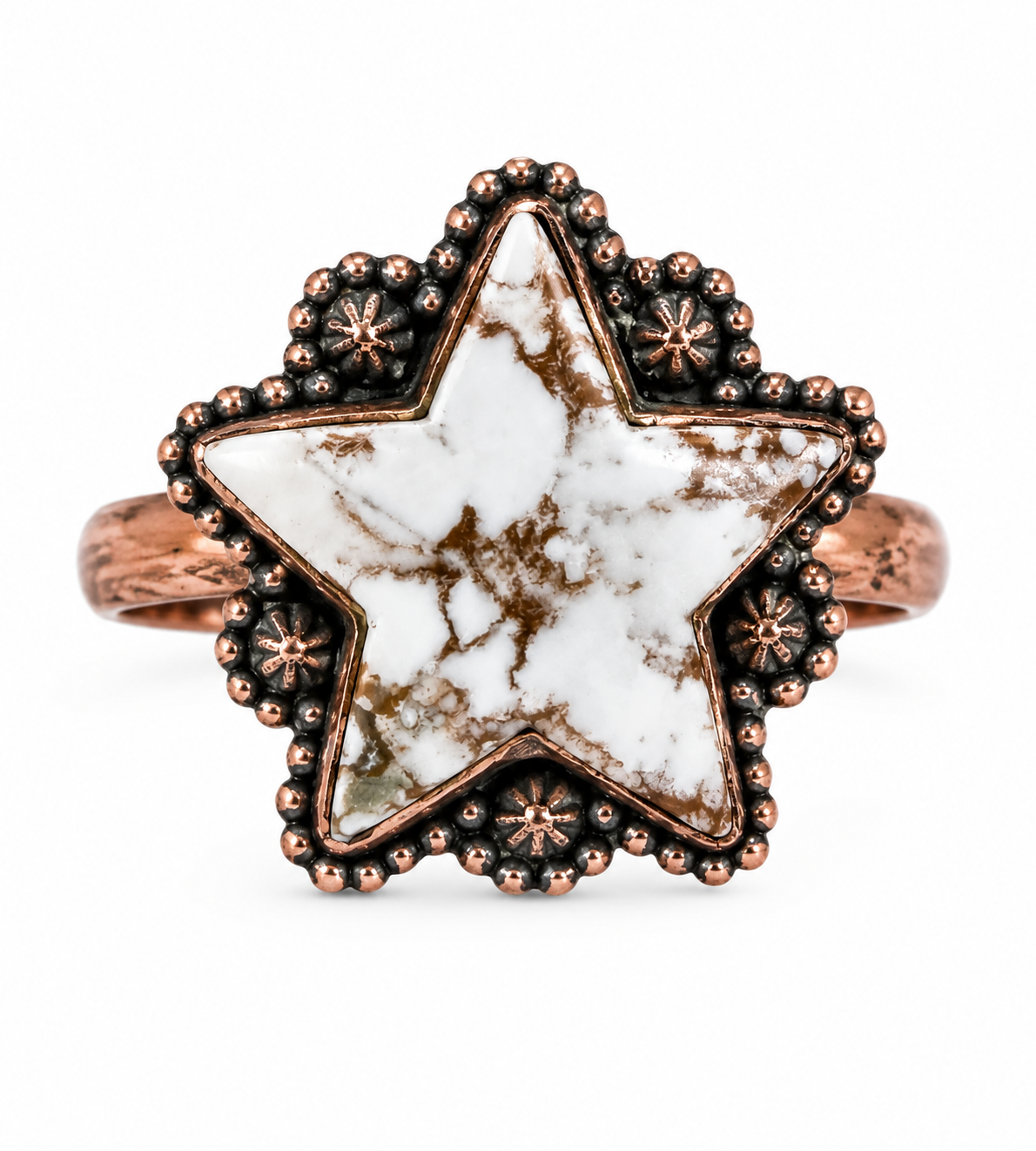 Wild Horse Jasper Star Adjustable Copper Ring