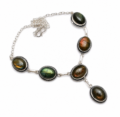 Labradorite Silver Plated Multi Stone Necklace