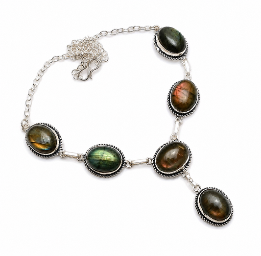 Labradorite Silver Plated Multi Stone Necklace