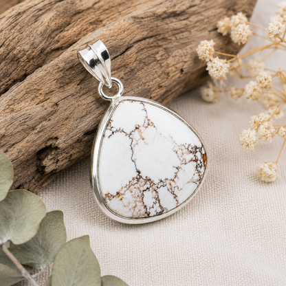 1.8" Wild Horse Silver Plated Jasper Gemstone Handmade Pendant