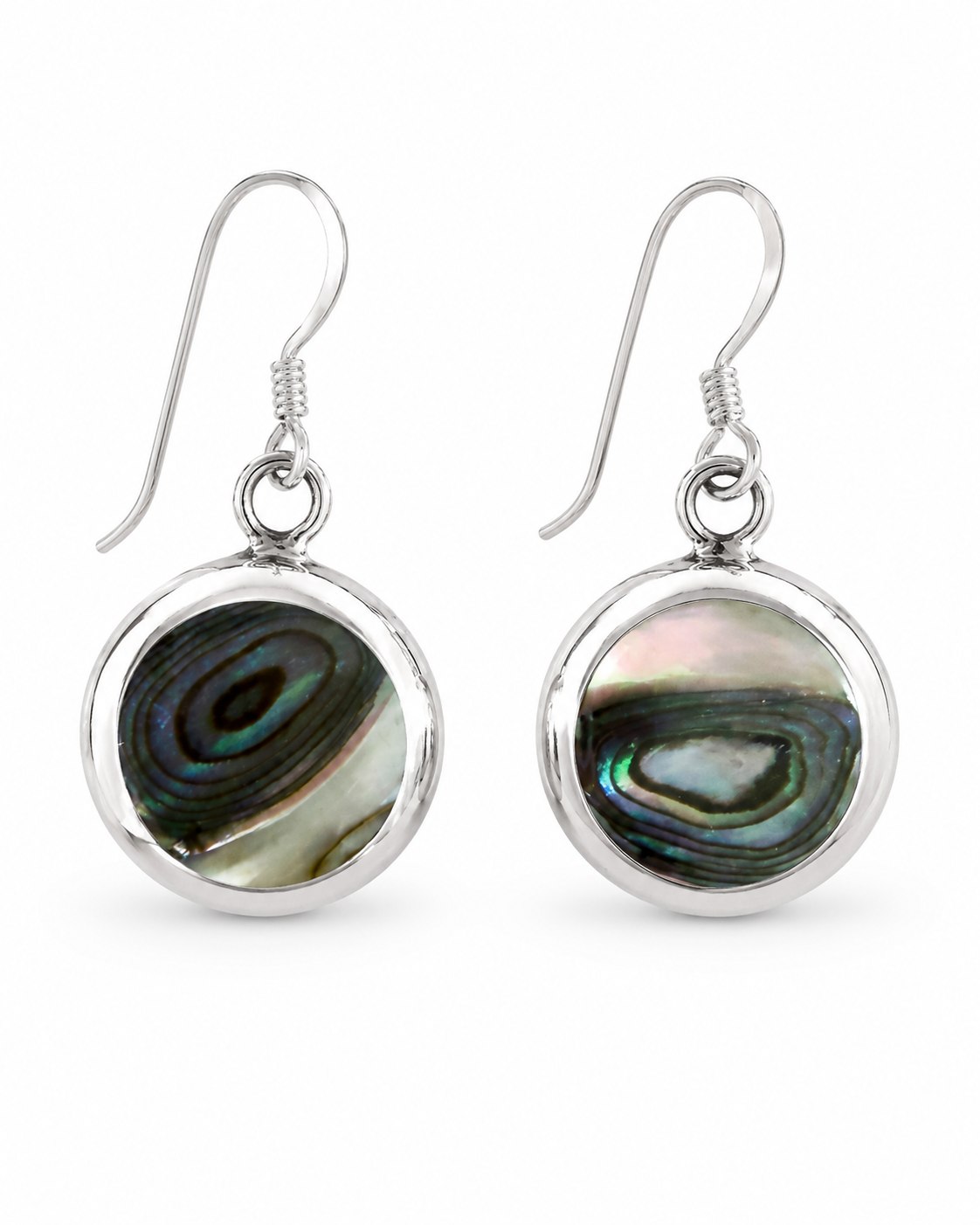 Reversible Abalone Shell & Mother Of Pearl .925 Sterling Silver Earrings