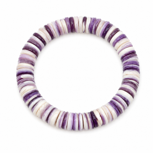 10 MM Wampum Natural Shell Stretchy Bracelet
