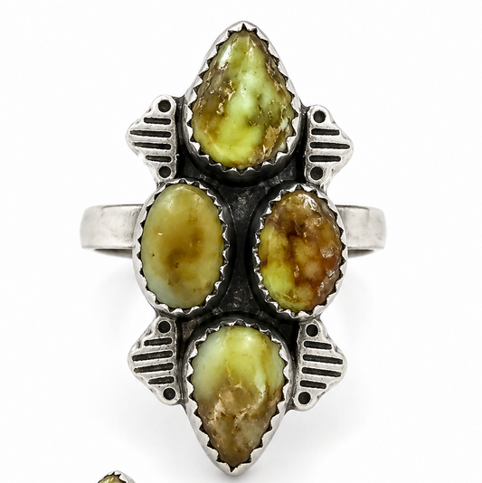 .925 Solid Sterling Silver  Palamino Veriscite Adjustable Ring 5-9
