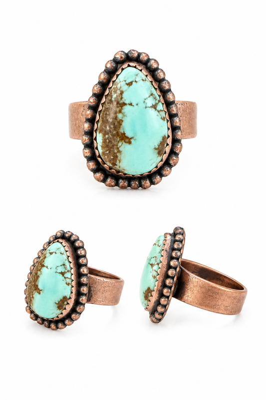 Mine Number #8 Premium Turquoise Pure Copper Adjustable Ring