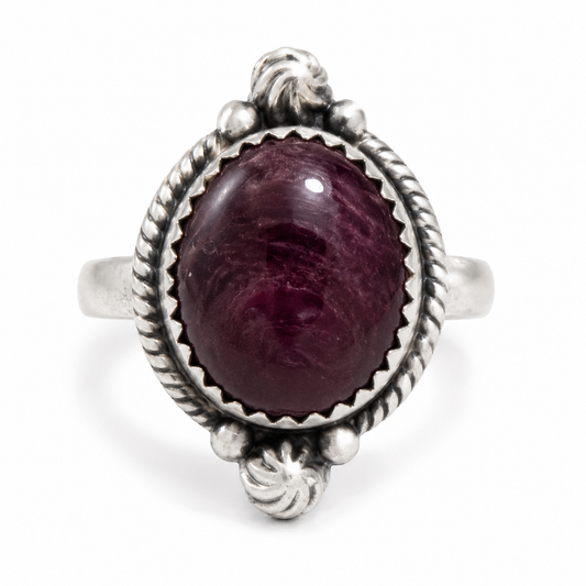 Purple Spiny Shell Adjustable .925 Sterling Silver Ring