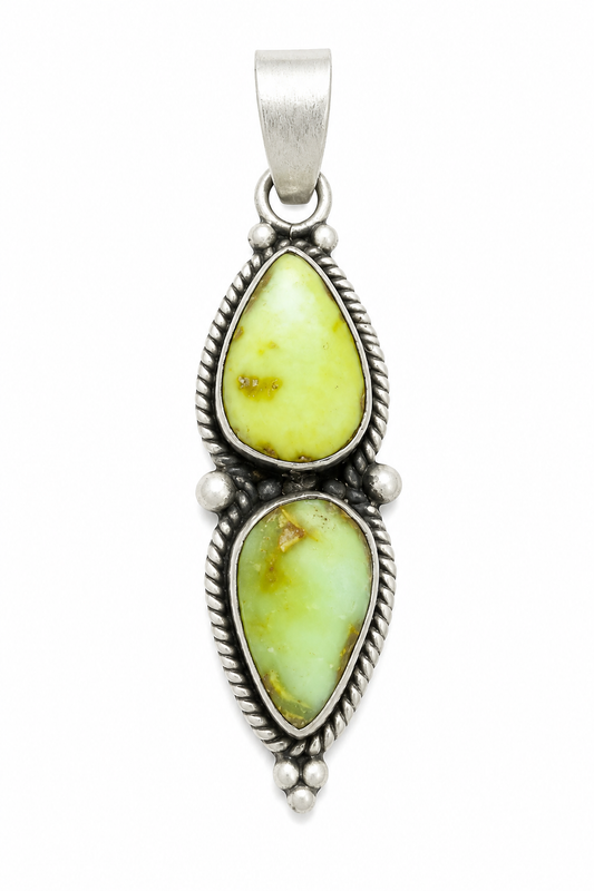1.54” x 0.37” Palamino Double Stone .925 Sterling Silver Pendant