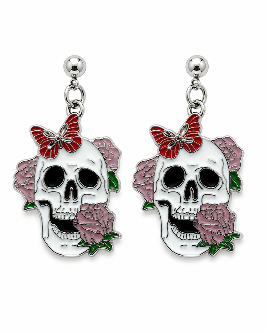 Skull & Rose Halloween Gothic Punk Fashion Earrings